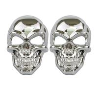 LALADEFIEE 2pcs Silver Skull Mask for Halloween with Precisely Cut Eyes and Nose, Plastic Full Face Skeleton Masks for Hip-hop Dance and Music Festivals