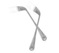 LALADEFIEE 2pcs Stainless Steel Angled Feeding Forks for Elderly Right-Handed Patients Auxiliary Tableware for Disabled Adults with Weak Grip Self-Feeding Utensils for Daily Use and Special