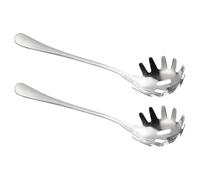 LALADEFIEE 2pcs Stainless Steel Pasta Server Set with Teeth, Slotted Spoon for Scooping Spaghetti and Draining Pasta, Kitchen Utensil with Handle, for Home Kitchens and Restaurants