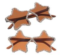 LALADEFIEE 2pcs Star Shaped Frameless Sunglasses - Star Eyewear Party Favors - Funny Novelty Sunglasses For Bachelorette Christmas Photo Booth Light Brown