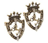 LALADEFIEE 2pcs Stylish Men Brooch Pins Crown Horse Design Rhinestone Decoration Zinc Alloy Material Handpolished Elegant Vintage Suit Accessories for Business Events