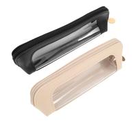 LALADEFIEE 2pcs Transparent Makeup Brush Pouch Portable Clear Travel Organizer Bag for Brushes Cosmetic Tool Storage with Ergonomic Handheld Design PU Case for Women