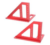 LALADEFIEE 2pcs Triangular Ruler Woodworking Engineer Ruler Aluminium Alloy Imperial Metric Red for Precision Marking, Carpentry and Home Renovation
