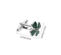 LALADEFIEE 2pcs Vintage Green Four Leaf Clover Cufflinks for Men and Ladies Alloy Construction Classic Irish Luck Jewelry for Wedding Business Party and St Patrick S Day Suit Accessories