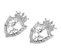 LALADEFIEE 2pcs Vintage Shield Crown Brooch Pin for Men - Silver Rhinestone Lapel Badge, Retro Animal Horse Suit Pin, Classic Men’s Coat and Tie Accessory