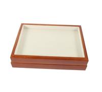 LALADEFIEE 2pcs Vintage Solid Wood Jewelry Display Tray with Lint-resistant Felt Lining Stackable Organizer for Rings Bracelets Necklaces Portable Multipurpose Storage for Home and Store