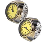 LALADEFIEE 2pcs Vintage Stainless Steel Ring Watches for Women, Golden | Classic Distressed Finish, Contrasting Hands, Elegant Retro Style for Party Wear, Professional Settings and Gifts