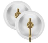 LALADEFIEE 2pcs Wall Mounted Adhesive Hooks for Bathroom and Kitchen, Stainless Steel No-Drill Installation Multi-use Towel and Bath Loofah Hanging Hooks with White Round Base