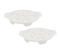 LALADEFIEE 2pcs White Ceramic Snail Baking Plate for Shellfish Products with One-piece Molding and Anti-Slip Design, Suitable for Fridge and Dishwasher Use