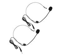 LALADEFIEE 2pcs Wired Headset Microphone 3.5mm Condenser Loudspeaker Microphone for Live Streaming Interview Recording with Noise Reduction, Portable Head-mounted Mic for Speech and Performance