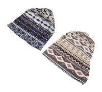 LALADEFIEE 2pcs Women’s Ethnic Style Chemo Turbans with Satin Lining - Soft Cancer Headwear Sleep Caps for Chemo Patients, Floral Knot Turban Hats for Bedroom, Hospital Use