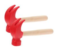 LALADEFIEE 2Pcs Wooden Hammer for Creative Beating Tools with Bright Red Sheep Horn Design Safe Pretend Play to Develop Grabbing Skills and Hand Coordination for Preschoolers