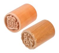 LALADEFIEE 2Pcs Wooden Mooncake Stamps Traditional Chinese Dough Press for Baking Pastry Decorating Tools with Fu Fortune Patterns DIY Dessert Mold for Mooncakes Dim Sum Buns and Pastries