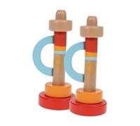 LALADEFIEE 2Pcs Wooden Trumpet Musical with Colorful Cartoon Design Early Educational Instruments for Preschoolers Fun Play