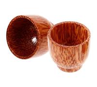 LALADEFIEE 2pcs Wooden Wine Mug with Smooth Edges Multi-use Round Wood Drinking Cup for Hot Drinks and Tea Serving in Kitchen or Dining