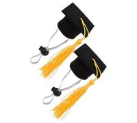 LALADEFIEE 2pcs Yellow Felt Cloth Dog Graduation Caps for Graduation Period, Dress up Pets with Charming Puppy Dr Hat, Party Supplies for Pet Owners
