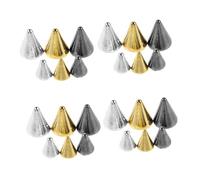 LALADEFIEE 3 Boxes Punk Nail Charms Metal Cone Spikes Flat Bottom Rivet Studs for DIY Crafts Gothic Nail Jewelry Accessories for Women Salon and Home Use