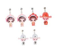 LALADEFIEE 3 Pairs Cartoon Opera Earrings Chinese Style Ear Pendants Creative Eardrops Unique Smooth Studs for Women Daily Wear
