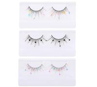 LALADEFIEE 3 Pairs Sequin False Eyelashes Set with Colorful Butterfly, Floral, and Black Heart Designs Decorative Cluster Lashes for Makeup and Party Use