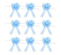 LALADEFIEE 30 Pieces Blue Plastic Pull Flower Bows for Wrapping with Decorative Effect and Easy to Assemble, for Christmas Decorations and Party Presents