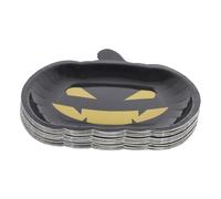 LALADEFIEE 30pcs Pumpkin Party Paper Plates Halloween Tableware with Bold Pumpkin Face Design Sturdy Snack Trays for Thanksgiving Dinner Fall Celebrations and Holiday Parties