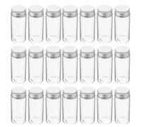 LALADEFIEE 30pcs Small Glass Test Tubes Transparent Vials with Leakproof Caps Portable Reusable Clear Glass Bottles for Medicine Capsules Travel Field Sampling Laboratory Use