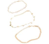 LALADEFIEE 3pcs Alloy Anklets Set for Women, Fashion round Beaded Foot Chain, Healthy and Secure Accessory, for Friendship and Dance Class