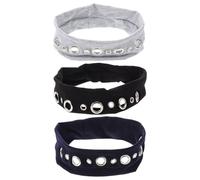 LALADEFIEE 3pcs Eyelet Headband: Punk Accessories - Elastic Fabric Headband Rock Concert Hair Accessories - Stretchy Polyester Headwear for Music Festival
