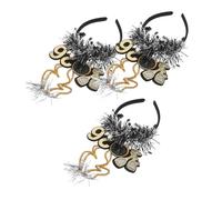 LALADEFIEE 3pcs Glitter Year Headband Sparkly Eve Party Hair Hoops for Women Stylish Holiday Accessories for Festive Celebrations and Photo Props