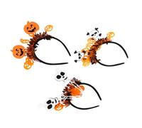 LALADEFIEE 3pcs Halloween Pumpkin Skull Bone Headband Comfortable Hair Accessories for Cosplay Party Festive Atmosphere