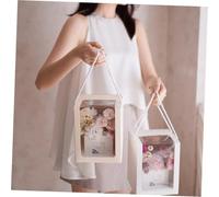 LALADEFIEE 3pcs Large Transparent Flower Boxes with Clear PVC Window Portable Square Shape Packaging for Creative Floral Presents Food-grade Material Pink White Beige