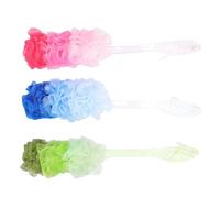 LALADEFIEE 3pcs Long Handled Bath Back Scrubber Set with Soft Pp and Pe Material for Comfortable Shower Foaming and Rich Bubbling, Creative Design for Home Bathing Random Color