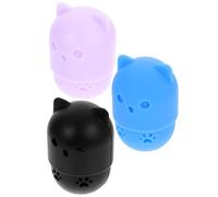 LALADEFIEE 3pcs Makeup Sponge Holder Set with Lightweight Silicone Cartoon Shape Cases, Compact Design for Makeup Sponge and Powder Puff Storage on Dresser Tabletop Or Travel