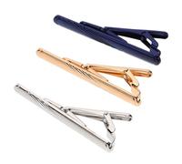 LALADEFIEE 3pcs Mens Metal Tie Clips with Blue Yellow Silver Stripes Necktie Clasps for Business Shirts Easy to Use Minimalist Scarf Pins to Enhance Formal and Professional Attire