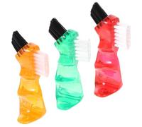 LALADEFIEE 3Pcs Mini Denture Toothbrush Set for Adults, Small Double-Head Oral Care Brushes in Red, Orange, Green for Home Denture Cleaning