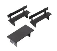 LALADEFIEE 3pcs Miniature Dollhouse Furniture Set Black Table with Two Bench Chairs Versatile Mini Home Furnishings for Fairy Garden Decor and Dollhouse Accessories