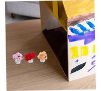 LALADEFIEE 3pcs Miniature Dollhouse Glass Vase Nordic Style Rose Decor for Tiny Houses Romantic Faux Flower Ornament Dollhouse Garden Decoration