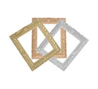 LALADEFIEE 3Pcs Miniature Photo Frame Models for Dollhouse Decor - Resin Tiny Wall Picture Frames in Silver, Gold Rose Gold - Mini House Accessories for Doll Display and Crafting