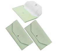 LALADEFIEE 3pcs Minimalist PU Leather Cash Wallet for Women Reusable Money Organizer Pouch Long Envelope Style Budget Holder Practical Green with Snap Button
