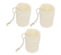 LALADEFIEE 3pcs Natural Loofah Sponges with 10cm Bleached Organic Luffa Body Scrubber and Kitchen Cleaning Loofah Brush Set for Shower Exfoliating and Bathing Accessories