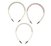 LALADEFIEE 3pcs Non-slip Hair Headbands for Women with Teeth Stretchy Thin Hair Accessories for Face Washing Makeup Styling and Daily Use in Pink Light Green Beige