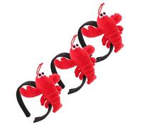 LALADEFIEE 3Pcs Plush Crayfish Headbands Red Cartoon Character Hair Hoops Adorable Festive Hair Accessories for Party and Holiday Decor