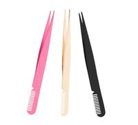 LALADEFIEE 3pcs Precision Lash Tweezers with Comb Eyelash Curler and Applicator Stainless Steel Eyelash Extension Tool for Women Beginners and Experts Portable Beauty Accessories in Gold