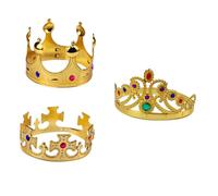 LALADEFIEE 3pcs ’s Golden Crown Headbands Set for Role Play and Dress-up, Includes Cross, Queen Nine Rhinestones, and King Crowns, Decorative Hair Accessories for ’ Party and Costume