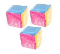 LALADEFIEE 3pcs Soft Square Dice With Clear Card Pockets Colorful Plush Six-sided Cubes Educational For Math Logic Learning And Classroom Games