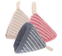 LALADEFIEE 3pcs Triangle Pot Handle Covers Heat Resistant Cotton Oven Pot Holders for Kitchen Cooking with Blue Beige and Red Heat Insulation