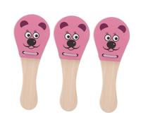 LALADEFIEE 3pcs Wooden Castanets with Mouse Design Early Education Percussion Instruments for Interaction Cognitive Development and Family Bonding Music