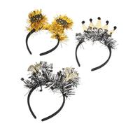 LALADEFIEE 3pcs Year Festival Hair Accessories Sparkly Year Headband Sequins Crowns Stars Party Headwear Eve Headband for Festive Celebrations
