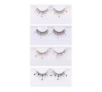 LALADEFIEE 4 Pairs Glitter False Eyelashes Set with Sequins Hearts Butterflies and Flowers, Long Colorful Fake Lashes for Women Party Makeup