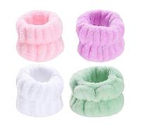 LALADEFIEE 4 Pairs Plush Wrist Wash Bands for Women, Soft Supple Wrist Straps Prevent Liquid Spilling and Easy to Store, for Doing House Work or Sports, Comfortable Elastic Wristbands